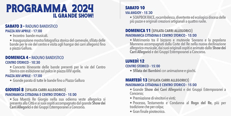 programma carnevale tempio 2024